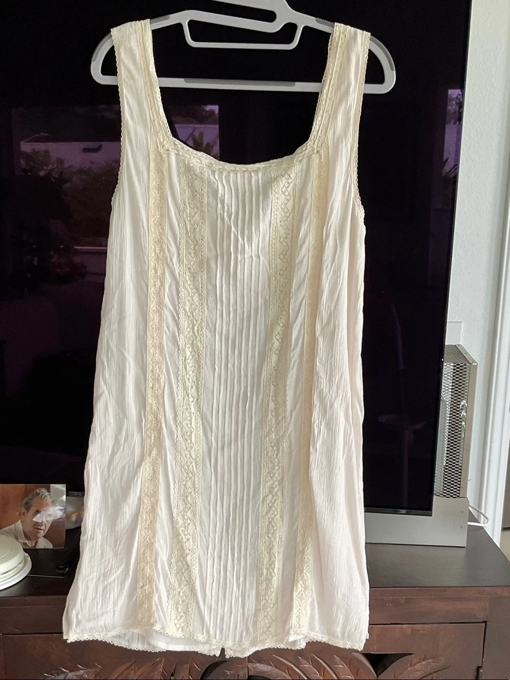 Spell Cream Lace-Front Sleeveless Chemise